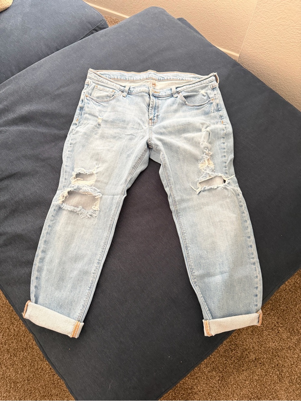 Old Navy Light Blue Distressed Boyfriend Jeans